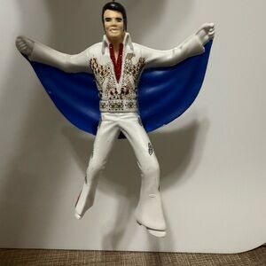 White Jumpsuit holiday Figurine with Blue Cape